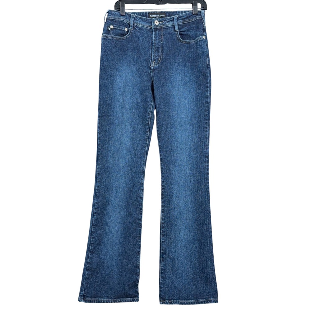Express Flare Jeans Womens 9/10 L Cotton Spandex‎ Blue Stretch Fit